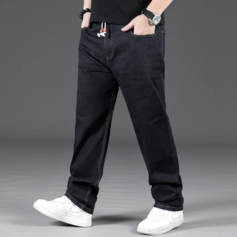 Mens Hip Hop Stretch Oversize Jeans Men's Loose Fit Jeans Trousers 5XL 6XL 7XL Big Men Baggy Jeans Homme