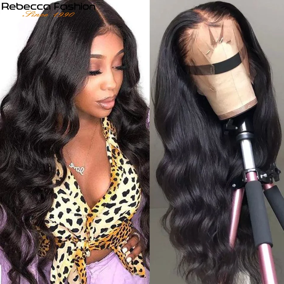 Rebecca Body Wave Lace Front Wigs For Women Brazilian HD Lace Human Hair Wig Pre-plucked Transparent 13*5 Part Lace Wig 30inch