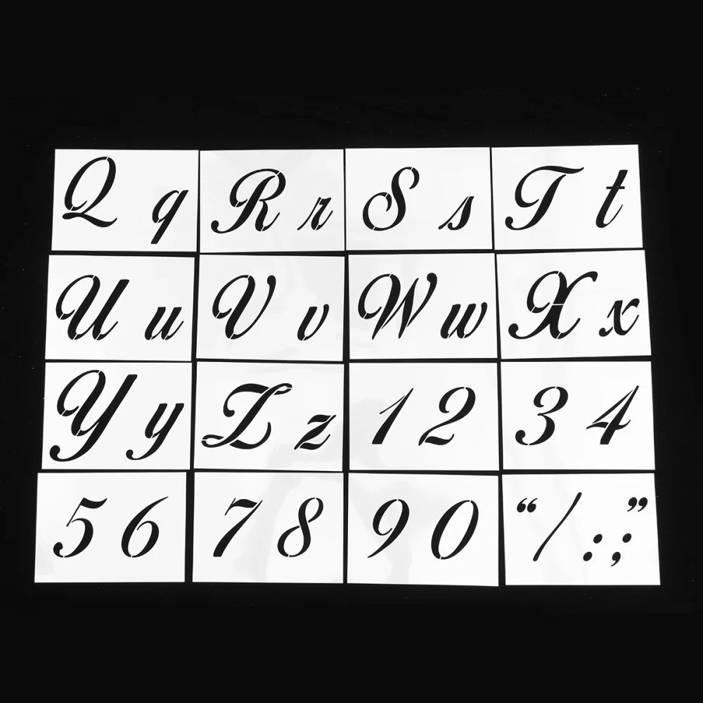 

40 in 1 Children's Digital Alphabet Painting Templates 26 Letters and 10 Numbers Symbol Hollow Painting Stencils Graphics Learni