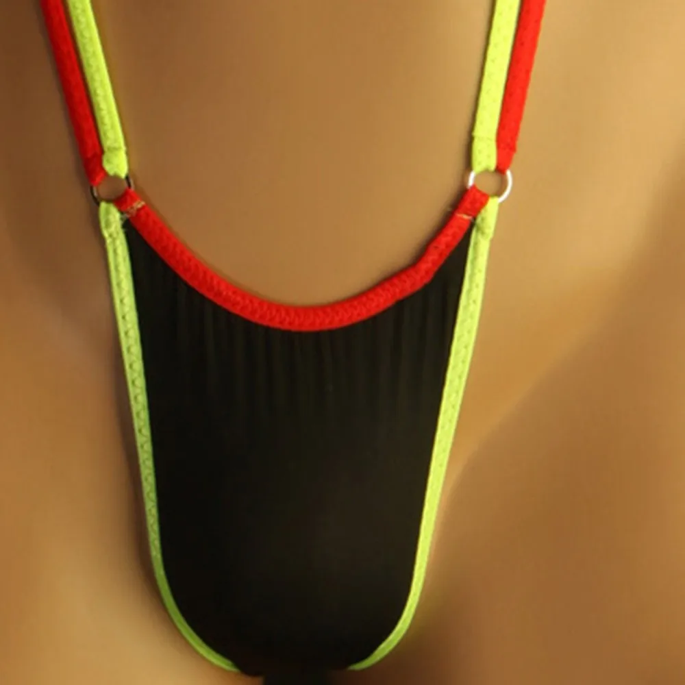 

Sexy Men Mankini Thong Stretchy Open Deep V-shaped One-piece Swimsuit Bodysuit Male Lingerie Thong Swimwear Beach Wear Costume