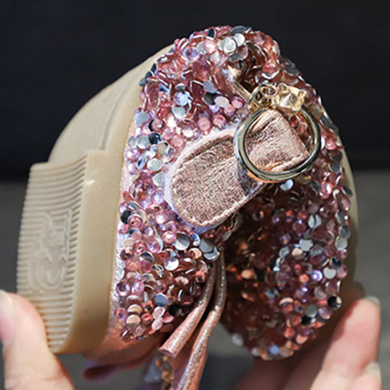 

Children Kids Girl Sandals Bling Sequin Princess Shoes Anti-slip Breathable for Party M09