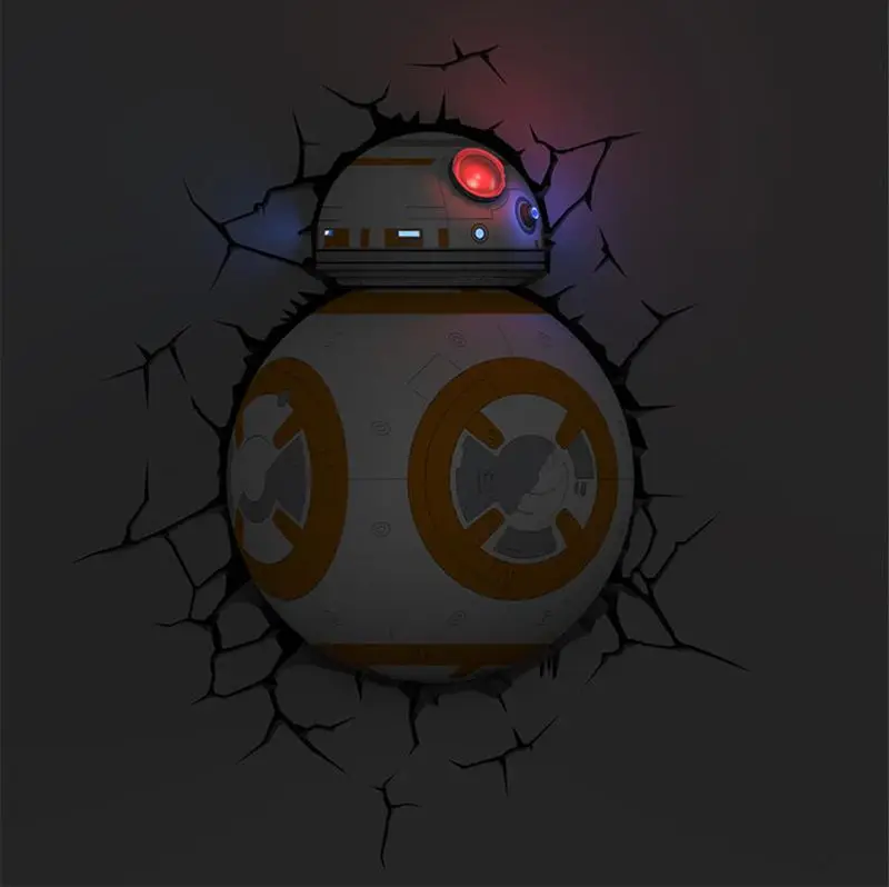 

[Funny] Creative Wars BB-8 Robot figures model 3D Wall Lamp Unique LED light lamp Ornament Home room decorations gift