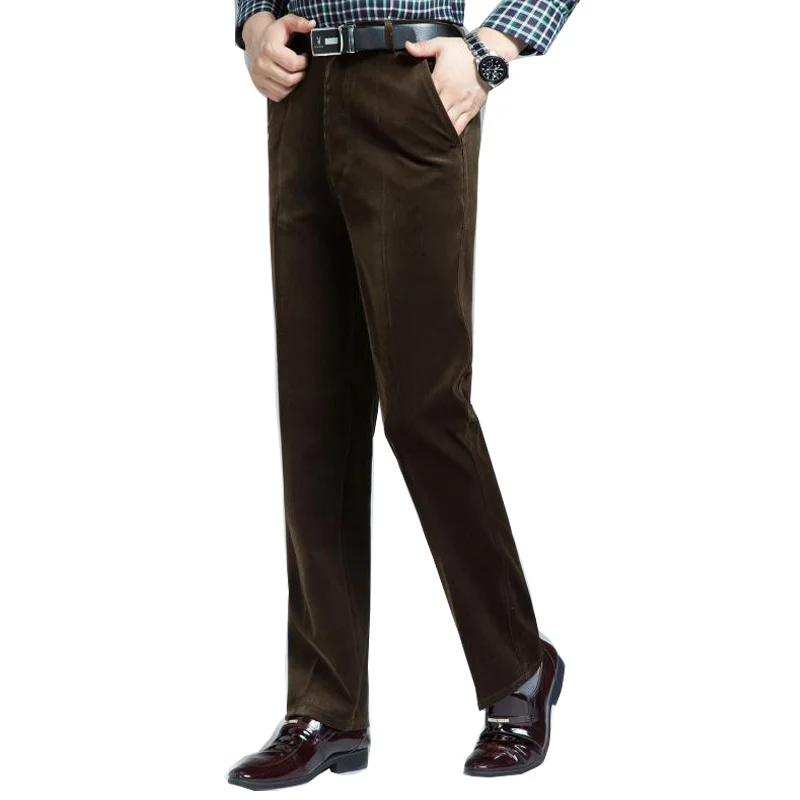 2021 new winter men's corduroy straight leg business casual men's pants large size loose suit pants
