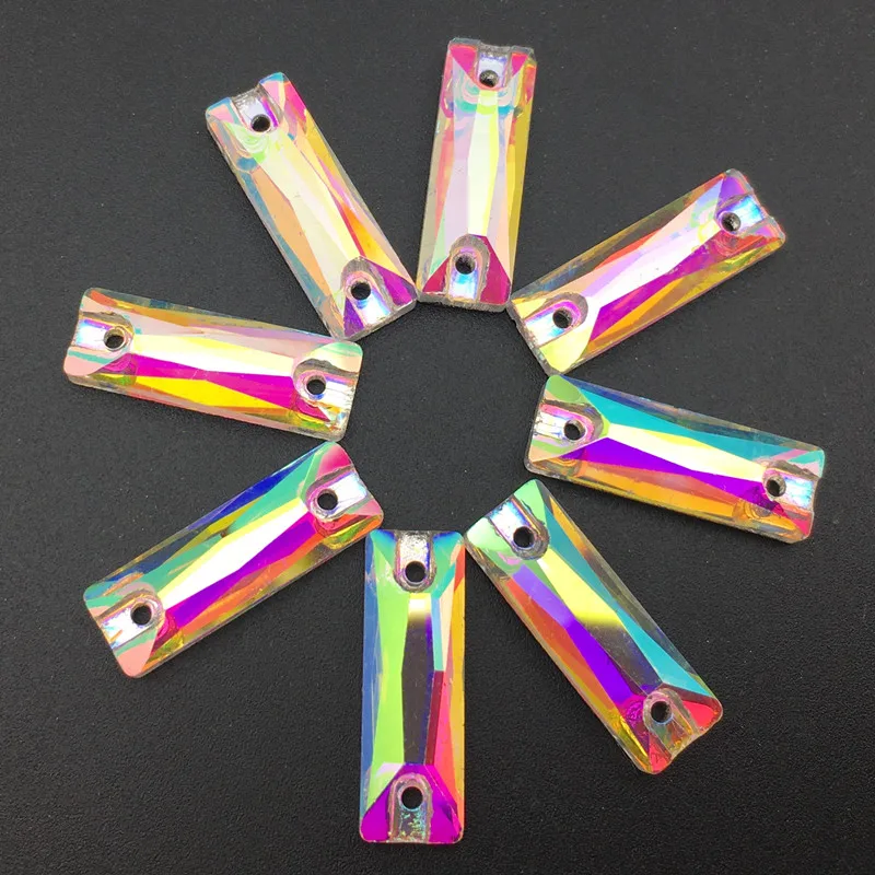 Прямоугольная багета для шитья камни кристально чистые AB с плоской задней