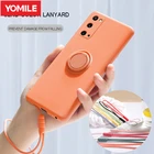 Роскошный чехол из жидкого силикона с магнитным кольцом-держателем для Samsung Galaxy Note 10 20 S20 FE S21 Ultra S22 S10 S9 S8 Plus, чехол-подставка