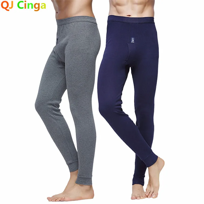 

Winter Men's Warm Underwear Cotton Leggings Tight Male Long Johns Blue Gray White Warm Thermal Underwear Bottoms for Men