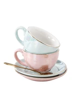 simple nordic style tea cups saucers spoon porcelain gold rim royal coffee cup drinkware reusable tazas cafe kitchen dining bar