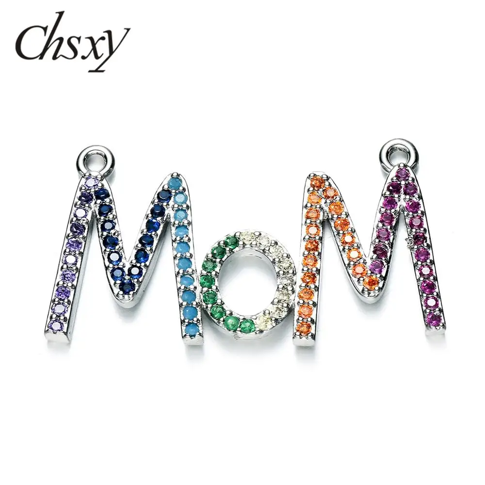 CHSXY медный Радужный CZ Циркон мама буквы Шарм кулон для изготовления ювелирных