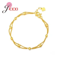 good quality 925 sterling silver chain beads bracelets women girls fashion style adjustable size bracelets hot sale