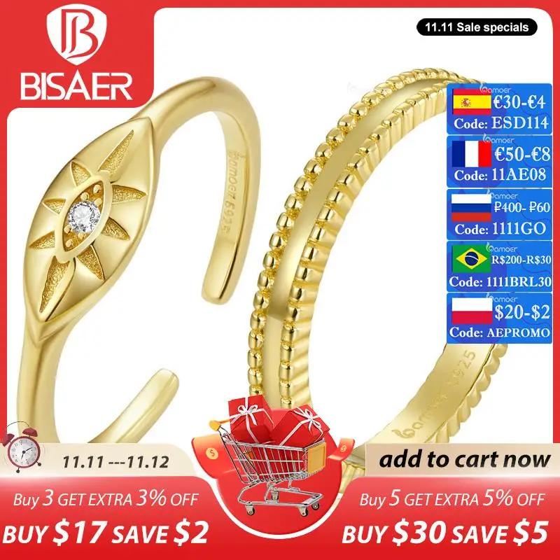 

Женское Обручальное Кольцо BISAER, регулируемое минимализм из стерлингового серебра 925 пробы, ювелирное украшение для свадьбы, подарок, GAR231