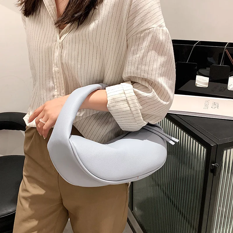 

High Quality Ladies Fashion Soft Leather ArmpitBag2021New Dumpling Bag Semicircle Handbag Korean Summer Simple Casual Female Bag