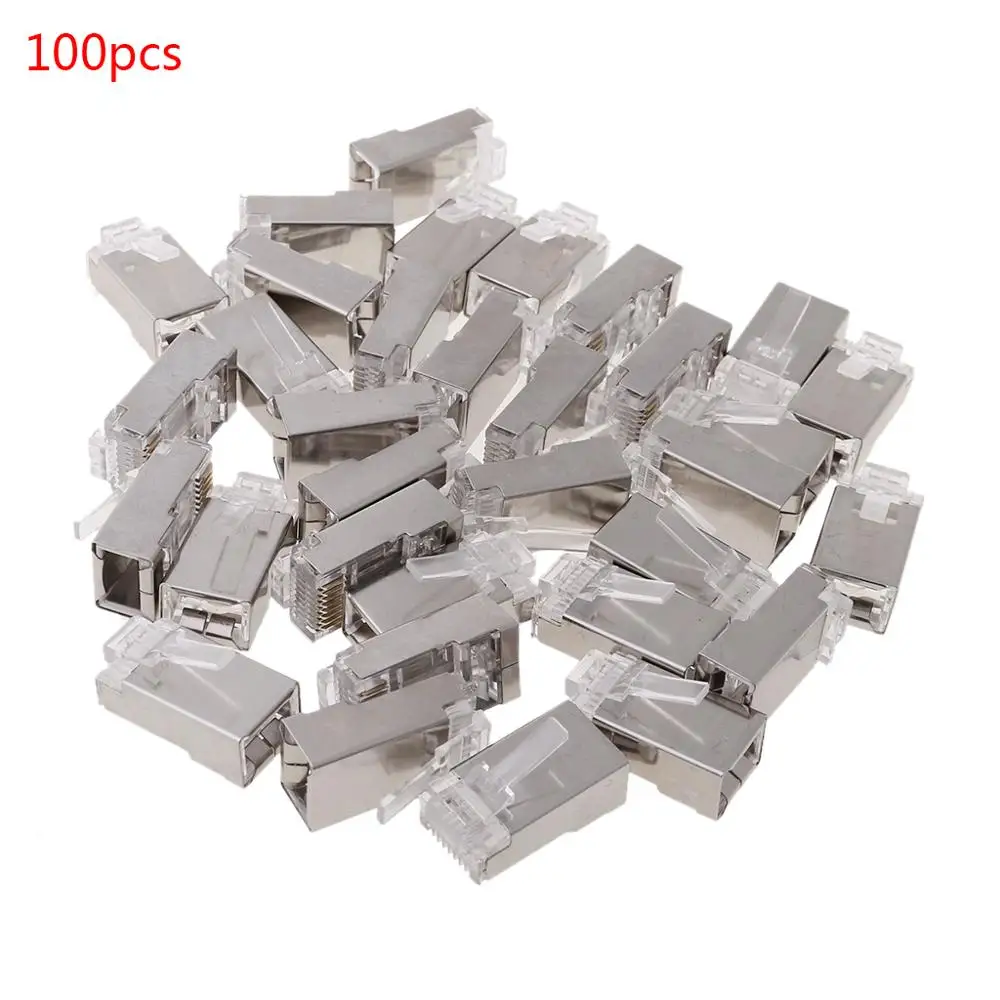 100 шт. Cat6 8-Pin RJ45 8P8C экранированный многожильный обжимной модульный разъем-L059 Новый
