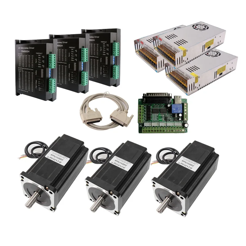 

cnc stepper motor kit 3 axis motor nema34 stepper motor 6.0A 1.8 degree 34HS15660 hybrid bipolar DM806H drive 3 axis kit 12 n.m