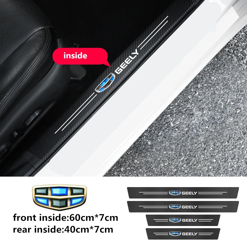 

Car Door Threshold Stickers For Geely Atlas Coolray Azkarra Car Carbon Fiber Protector Sticker Door Sills Decals Accessories