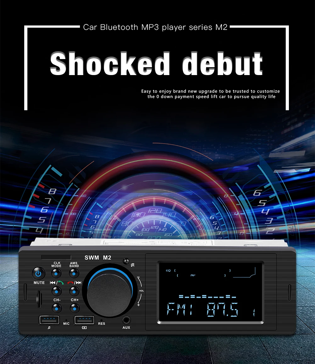 1din SWM M2 автомобильный стерео MP3 музыкальный плеер fm-радио Bluetooth 4 0 TF AUX двойной usb