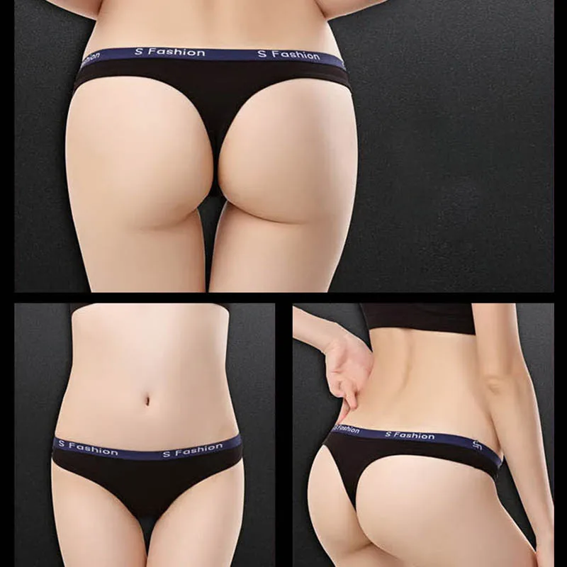 

Elastic Traceless Low-Waist Pure Color Sexy 1Pcs Cotton T-back Women's Underwear for Sports Fitness Control Panties