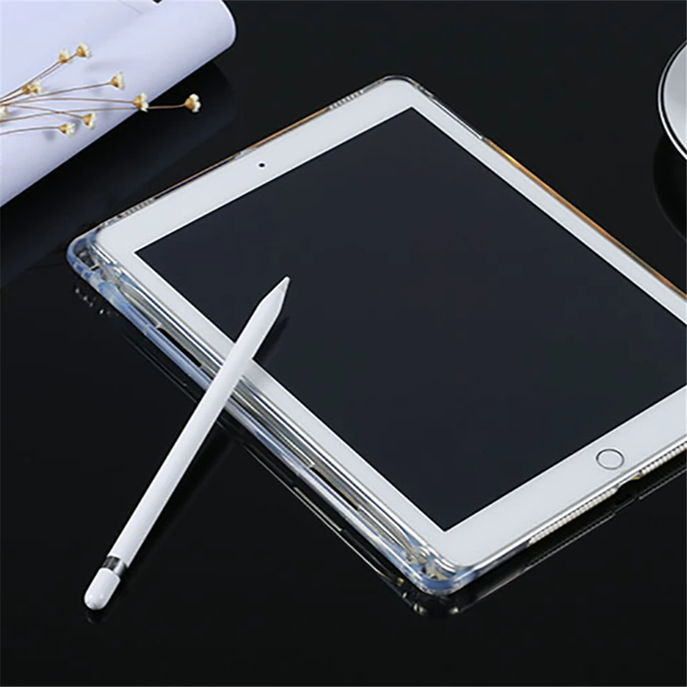 

For iPad Mini Air Pro 1 2 3 4 5 6 7 8 7.9 9.7 10.2 10.5 11 5th 6th 7th Generation case with Pencil Holder Soft Silicon Shell