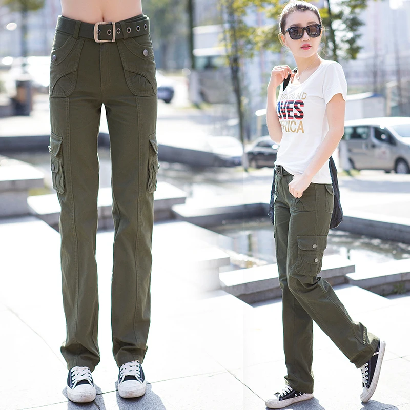 Women Workout Casual Military Camouflage Cargo Pants Overalls Ladies Straight Multi-pocket Joggers Trousers Pantalon Femme | Женская