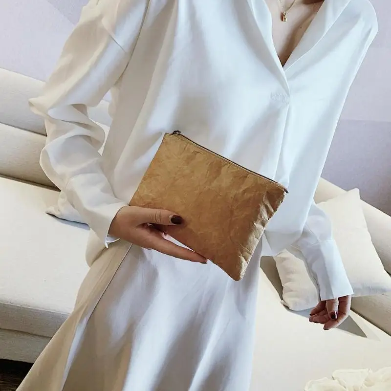 Ретро экологичный Клатч женский простой однотонный кошелек женская сумка для