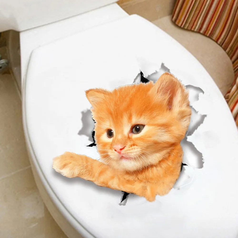 # S виниловая водостойкая 3D Наклейка на стену с изображением кота собаки дырка для