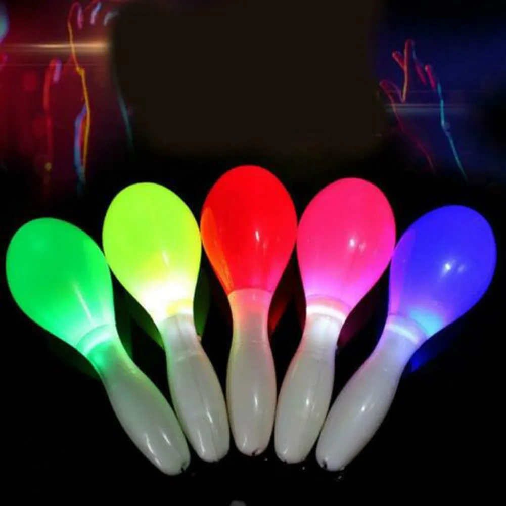 

2 Pcs Flashing Multi Color LED Maracas Light Up Neon Sensory New Toy Shaking Random Color LED Maracas Luminescent Inthe Night