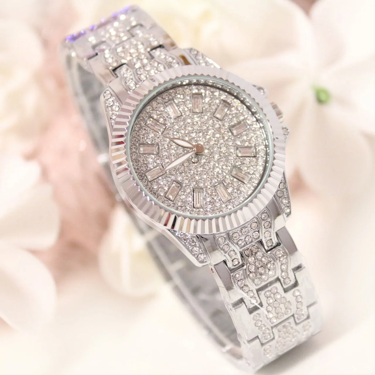 Элитный бренд Алмазный Серебряный Для женщин часы Стразы Элегантные женские