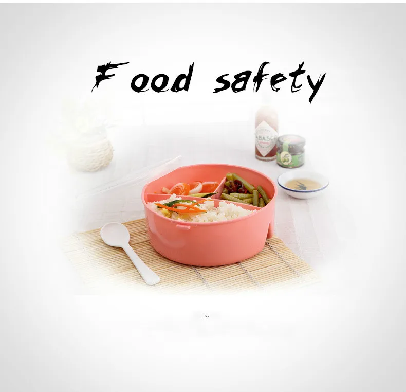 Детский Стандартный круглый пластиковый Ланч бокс для микроволновой печи бэнто