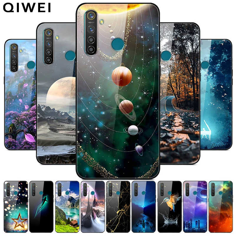 Realme 5 pro Чехол 6 3 ''модная стеклянная жесткая задняя крышка для OPPO Pro чехлы