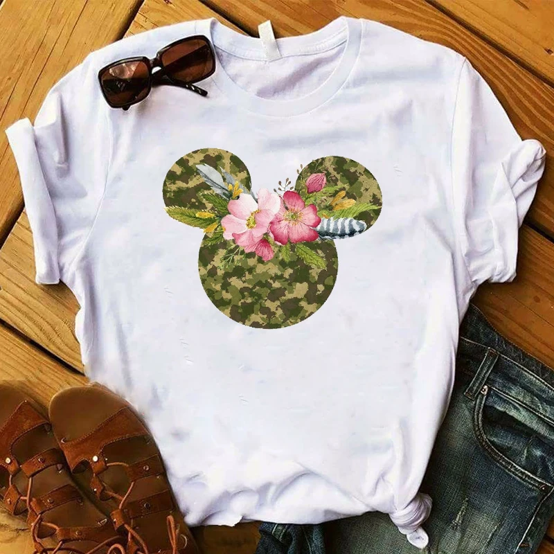 Летняя модная футболка с леопардовым принтом и цветочным 2020 Милая ушками