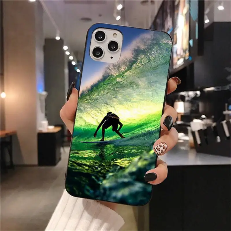 

summer surfing ocean TPU black Phone Case Cover Hull for iPhone 11 pro XS MAX 8 7 6 6S Plus X 5S SE 2020 XR case