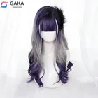Синтетические волнистые парики GAKA с эффектом деграде, фиолетово-серые, для белых женщин, длинные, натуральные, для косплея, с милой челкой