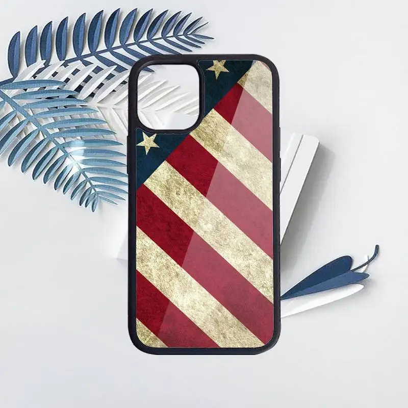 

America USA Flag pattern Phone Case PC for iPhone 11 12 pro XS MAX 8 7 6 6S Plus X 5S SE 2020 XR Luxury brand shell funda