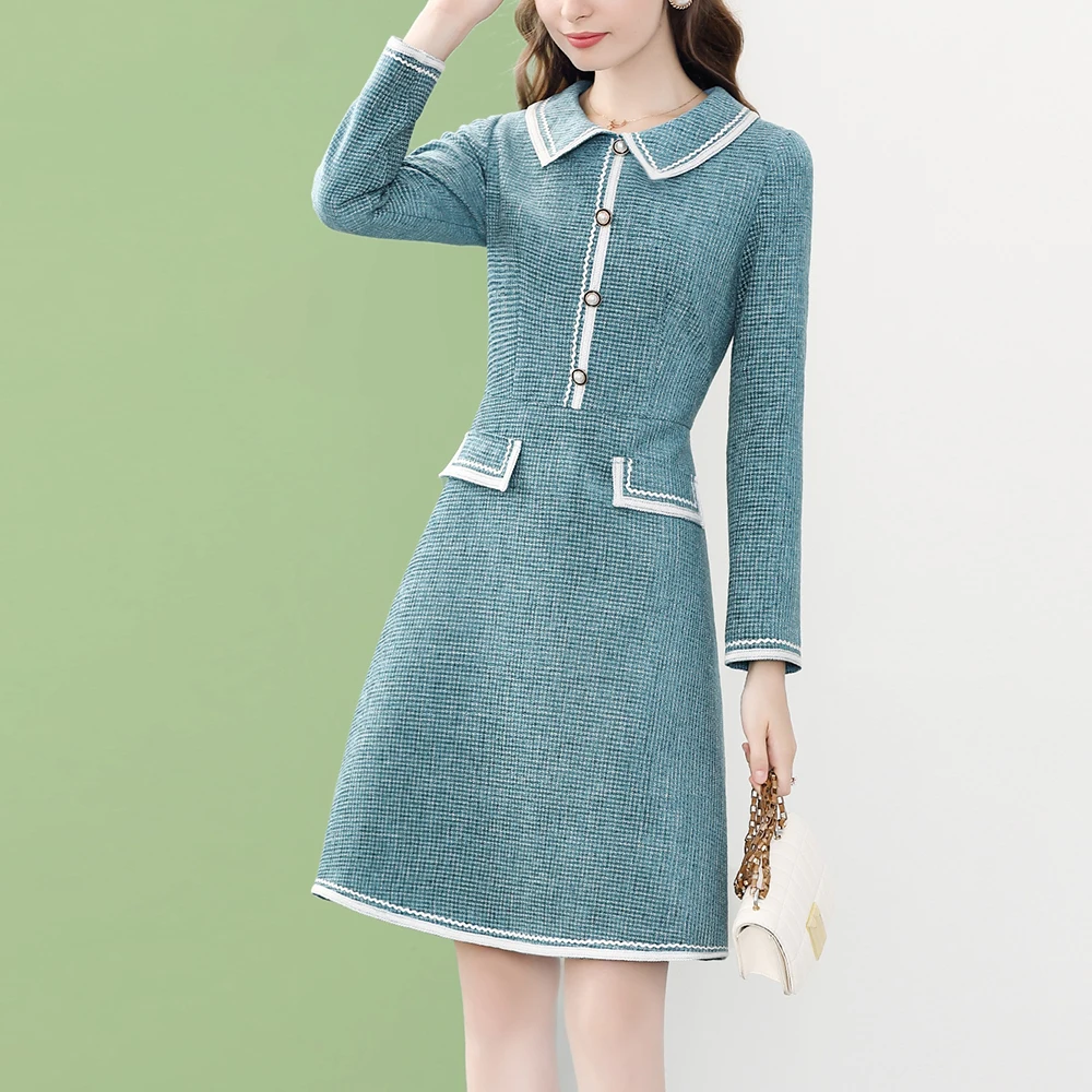 Itoolin Blue Tweed Dress Women Peter Pan Collar Fashion Slim Knee Length A-Line Dresses Button Sweet Winter French Vestidos
Itoolin Blue Tweed Dress Women Peter Pan Collar Fashion Slim Knee Length A-Line Dresses Button Sweet Winter French Vestidos
