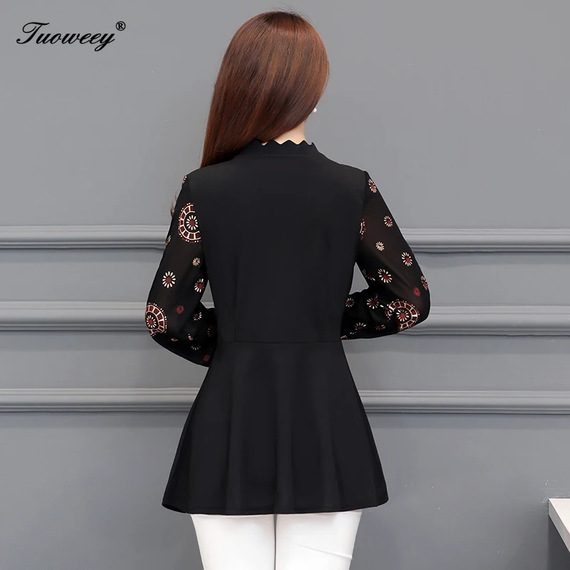 

2020 New Arrival Fashion Autumn Long Sleeve Floral Casual Shirt Female Casual See ThroughPlus Size Elegant Printed Blouse
