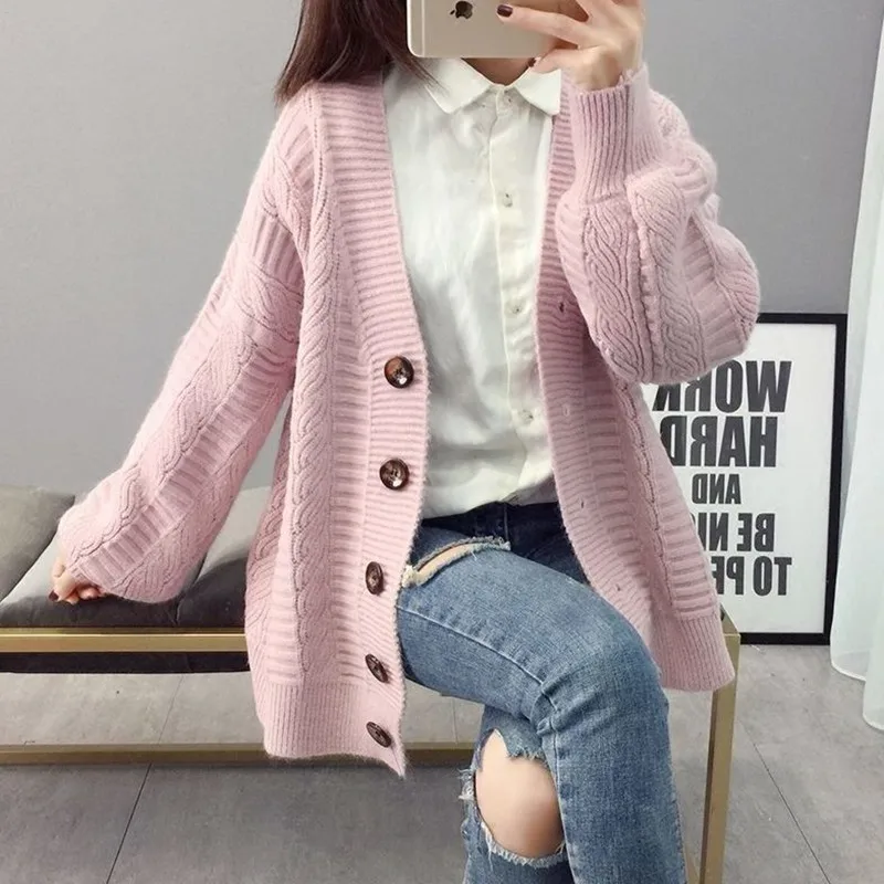

Sweater cardigan jacket female loose Korean student spring and autumn 2021 new sweater trend round button net red hot sale old K