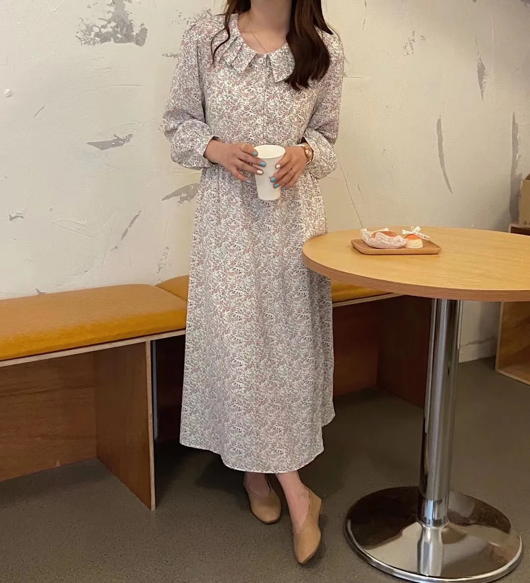 

Harajuku Floral Summer Chiffon All Match Plus Size A-Line Printed Flowers Loose New Hot Femme Long Dresses Vestidos