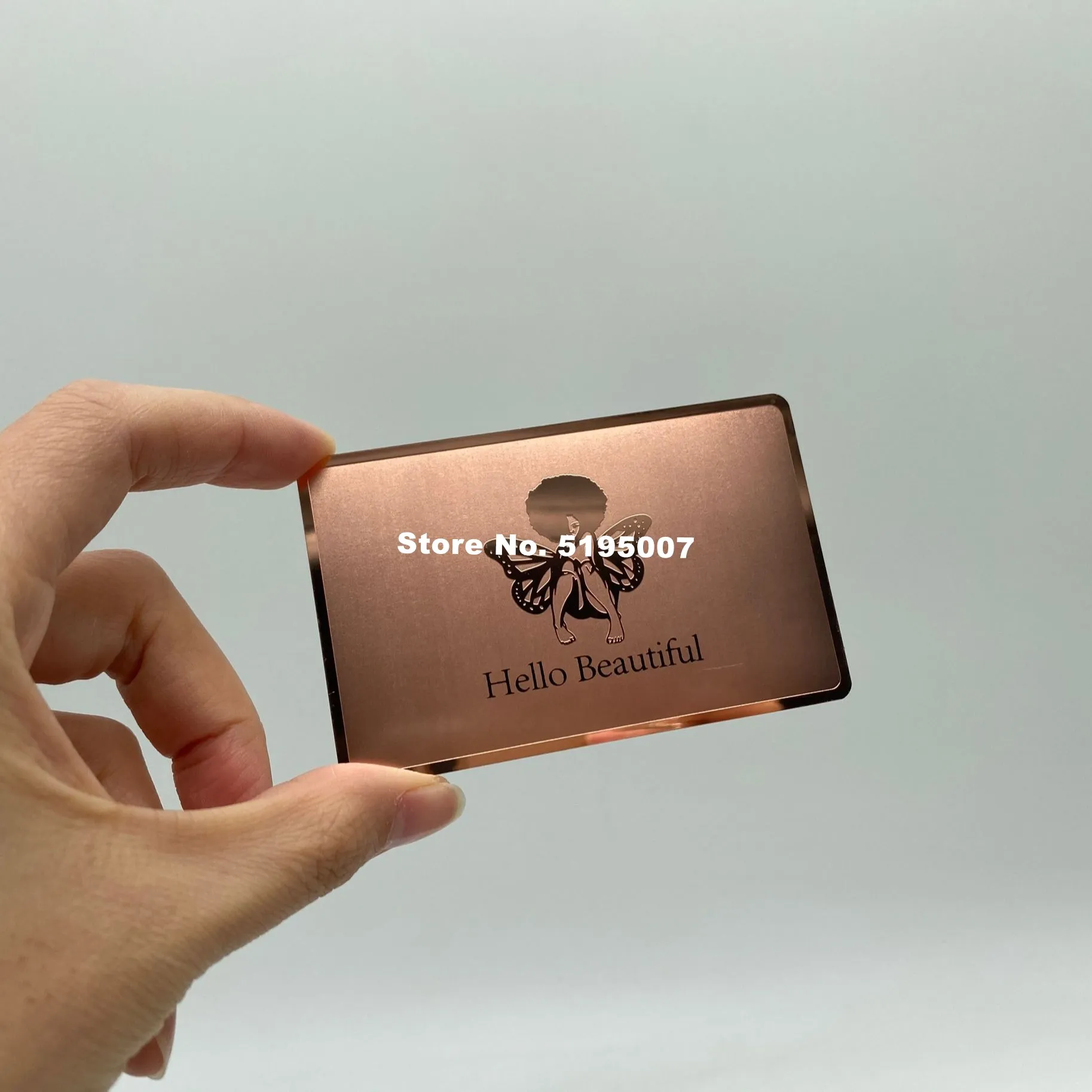 New Design Customized Metal Mirror Business Card With Rose Gold Color