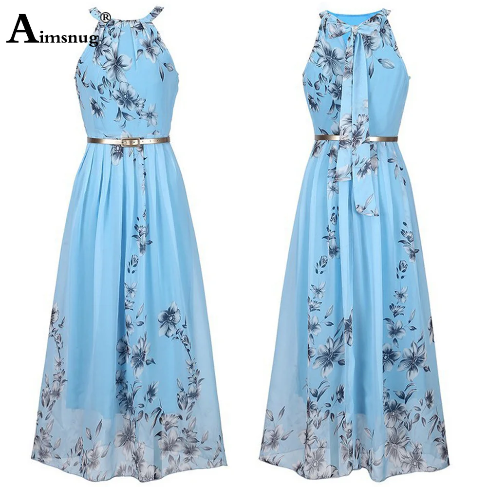 Летние платья Женское Платье макси с лямкой на шее повседневное праздвечерние