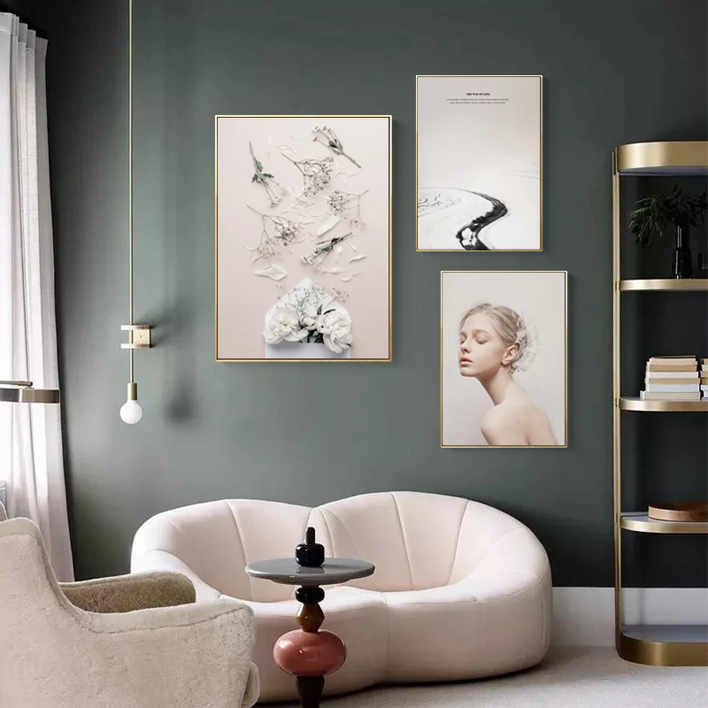 Настенная картина с изображением девушки из розовых перьев постеры и принты в