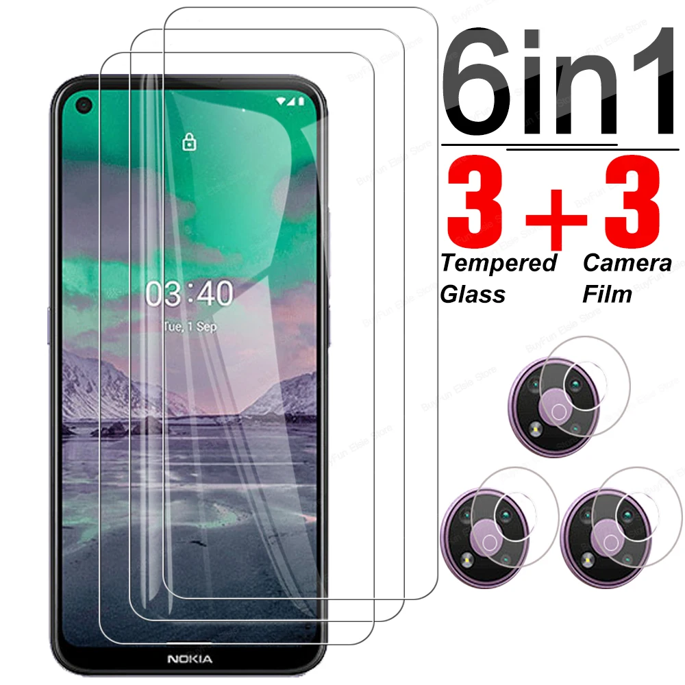 

6 in 1 Tempered Glass For Nokia 3.4 Screen Protector Full Cover Camera Lens Film For NOKIA 3.4 TA-1288 TA-1285 TA-1283 Glass
