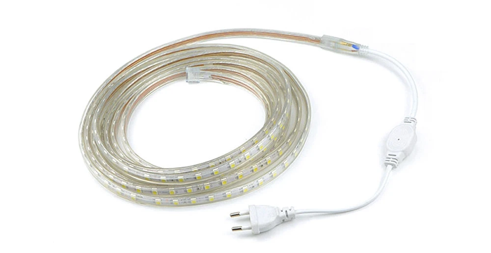 SMD 5050 Светодиодная лента AC220V наружная водонепроницаемая светодиодная лента 60 Светодиодный s/m гибкий светодиодный светильник с европейской вилкой 1 м 2 м 3 м 5 м 10 м 20 м