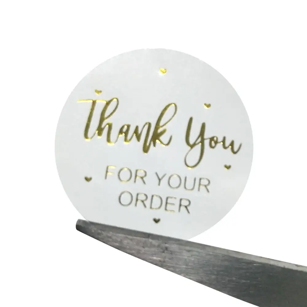 

50-500pcs Labels 1inch Clear Gold Foil Thank You Stickers For Wedding Pretty Gift Cards Envelope Sealing Label Stickers