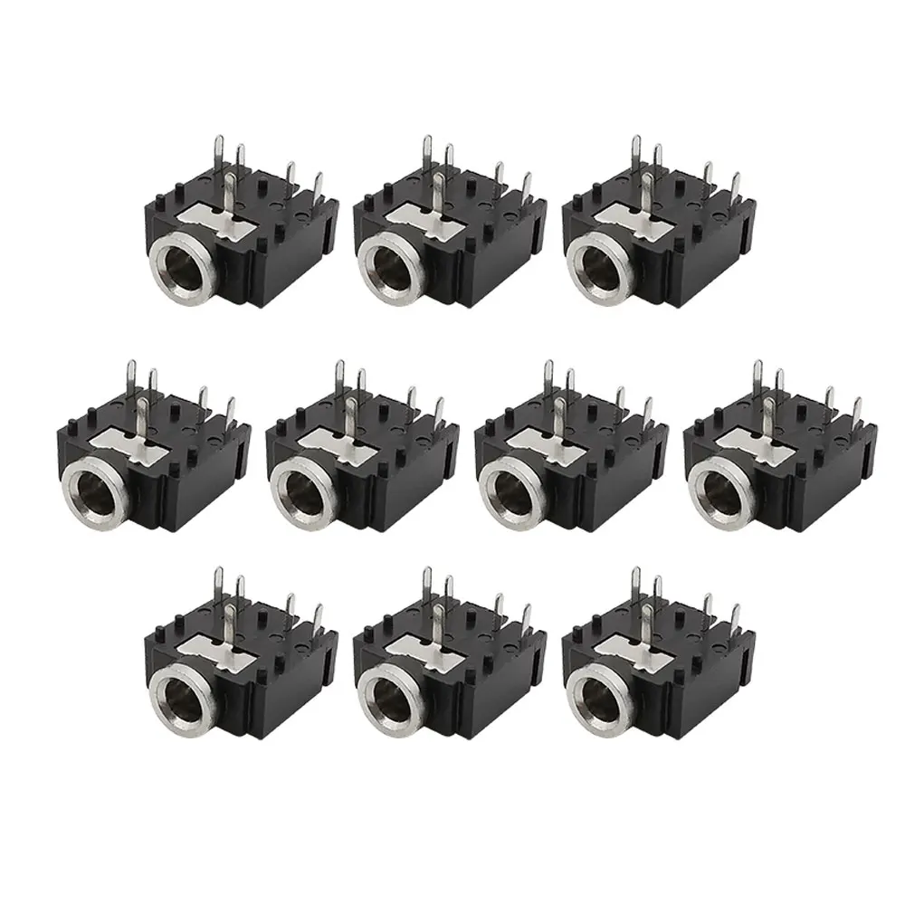 

10PCS PJ-307 PJ307 3.5mm Stereo Jack Socket Audio Jack Connector PCB 3F07 Black