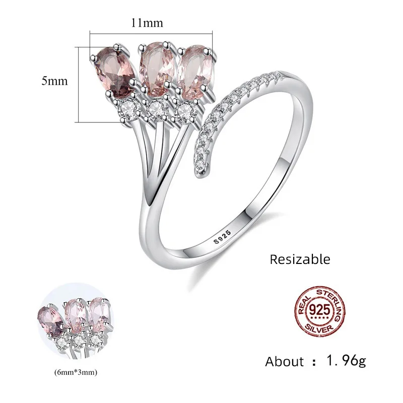 

JoyceJelly New Arrival 925 Sterling Silver Adjustable Ring 6*3mm Gemstone Ring for women engagement party Gift Wholesale 2021