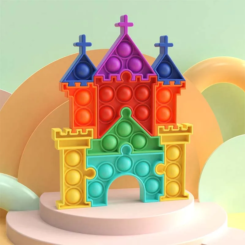 

Children's Toys Castle shape Rat Killing Pioneer 3d Puzzle Decompression Press Bubble Toys Fidgety Toys