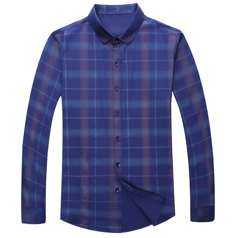 

Plaid Excellent Quality Men's Blouse 2020 New Fashion Designer Printing Non-iron Business Full Sleeve Casual Shirt #D6607