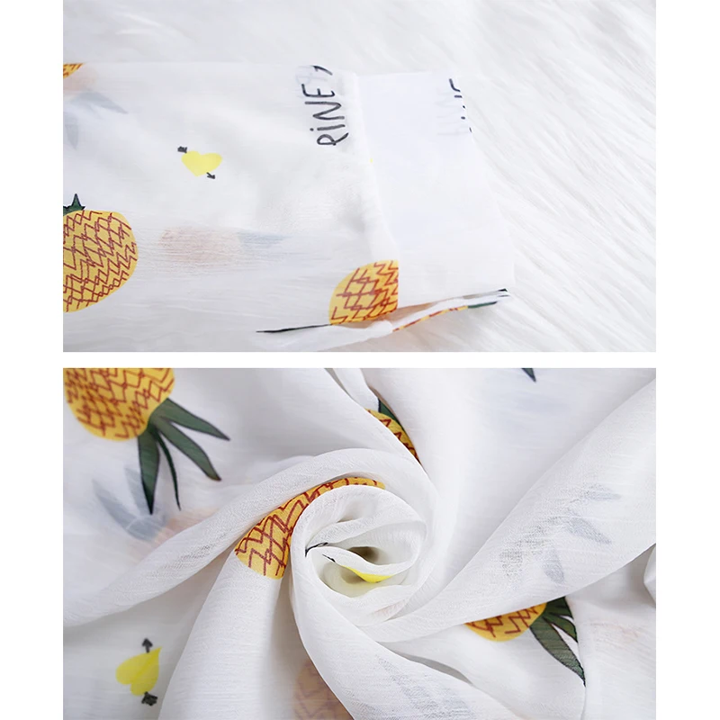 

Summer Chiffon Blouse Shirt Female Women Pineapple Printed WhiteTurn Down Collar Tops Ladies Clothing Blusas Mujer De Moda 2020