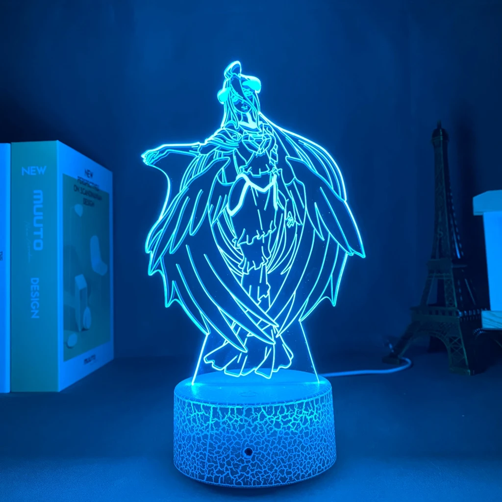

Acrylic Led Night Light Anime Lamp Overlord Albedo Motion Sensor Light Valentines Day Gift Night Light For Children 3D Lamp