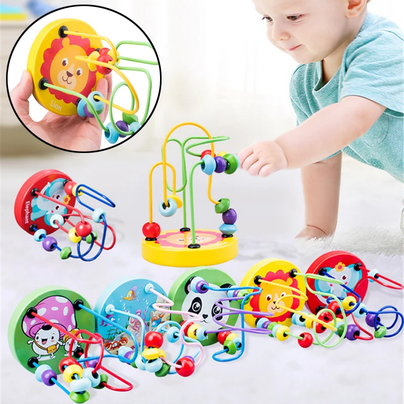 

Детская Мобильная коляска 9x12 см, игрушки Монтессори для новорожденных, развивающие милые животные, круглые бусины, детские игрушки, подарки для детей