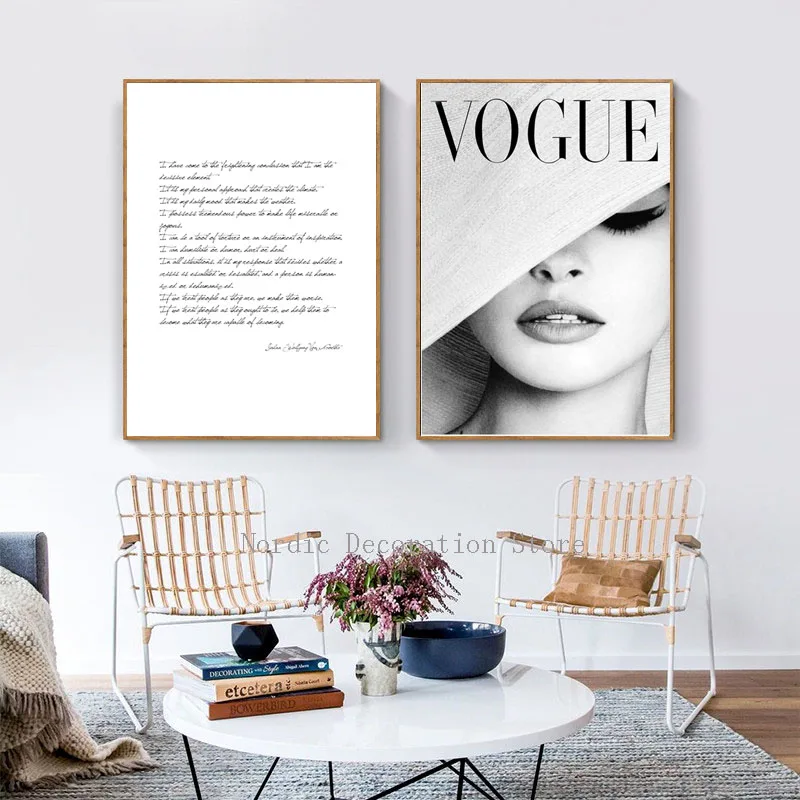 Цитаты черно-белые постеры Vogue beauty Art постер абстрактный холст Картина Настенная художественная Настенная картина для дамского декора комнаты